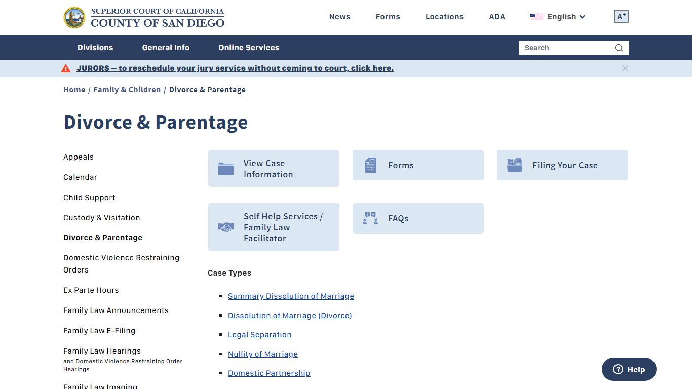 Divorce & Parentage | Superior Court ... - County of San Diego